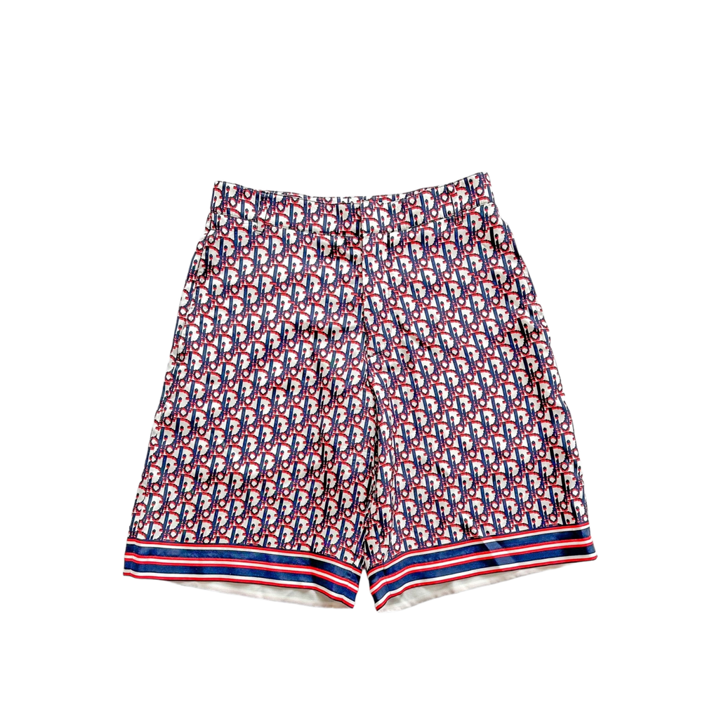 Dior Blue & Red Pixel Oblique Bermuda Silk Shorts - Morely TrendsDior Type here:)