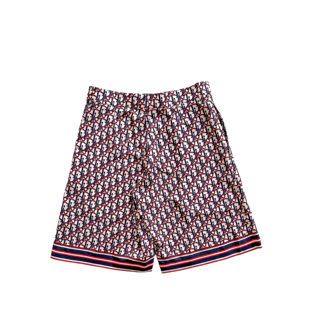Dior Blue & Red Pixel Oblique Bermuda Silk Shorts - Morely TrendsDior Type here:)