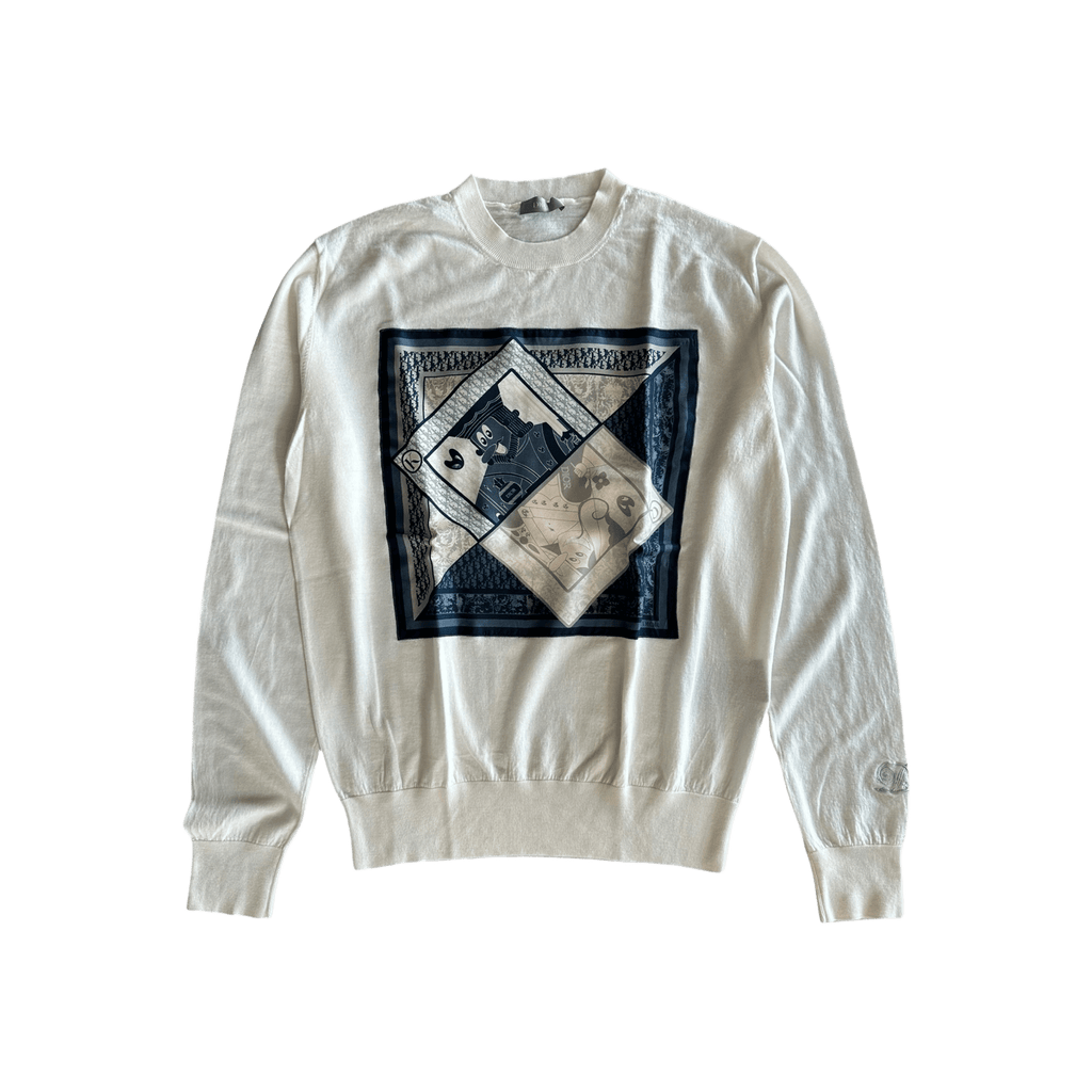 Dior Kenny Scharf White & Multicolor Playing Cards Wool Sweater - Morely TrendsDior Type here:)