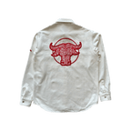 Dior Stussy Cream & Red Ox Logo Denim Button Up Shirt - Morely TrendsDior Type here:)