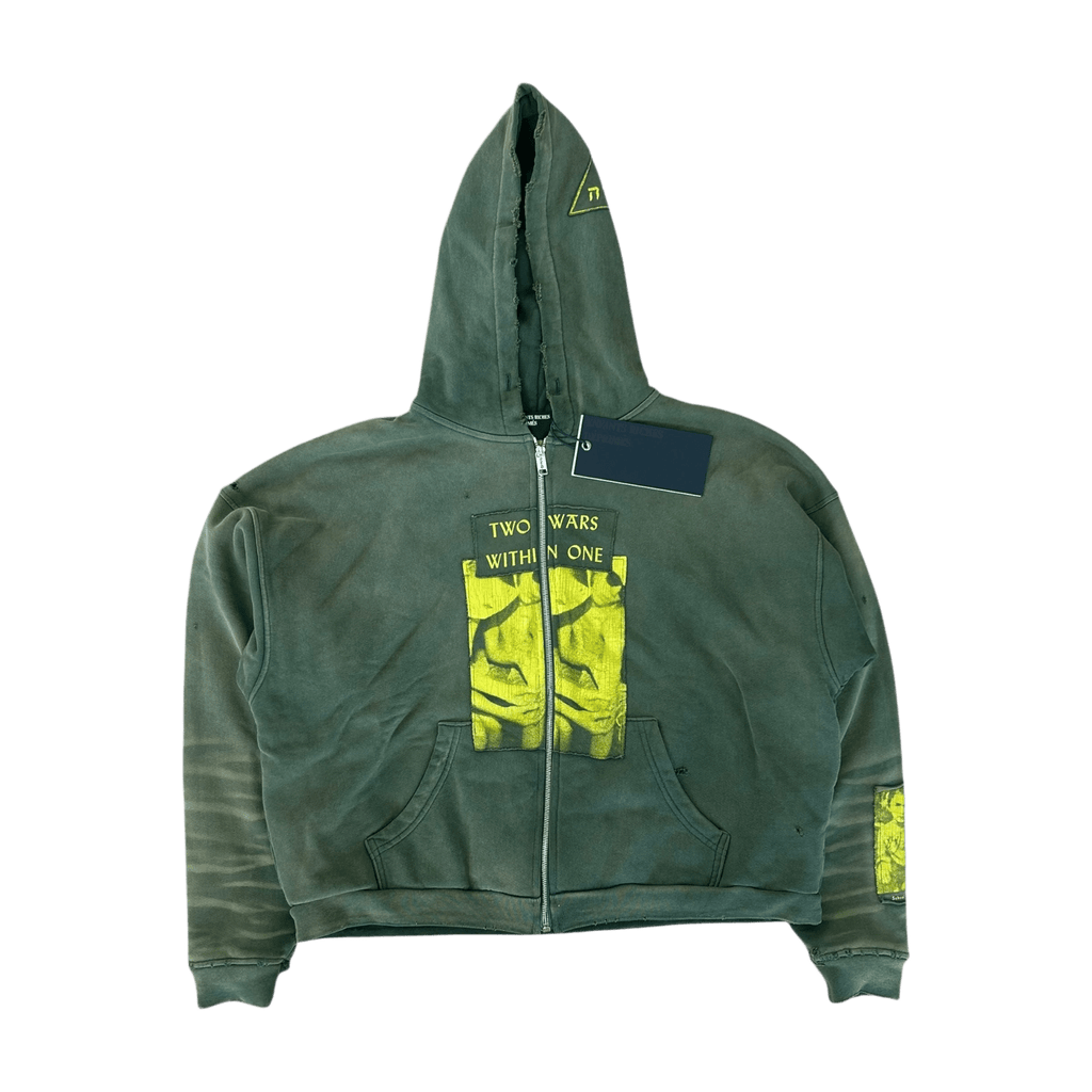 Enfants Riches Deprimes Green & Yellow Two Wars Within One Patchwork Thermal Zip Up Hoodie (Copy) - Morely TrendsEnfants Riches Deprimes Type here:)