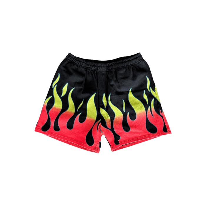 Gallery Dept — Gallery Dept Black & Multicolor Flame Graphic Zuma Shorts