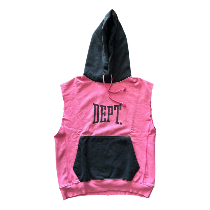 Gallery Dept — Gallery Dept Pink & Black DEPT Logo Cut Off Hoodie