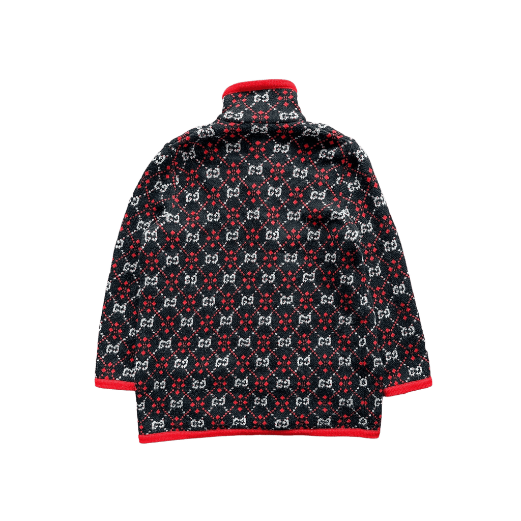 Gucci Black White & Red GG Monogram Alpaca Coat - Morely TrendsGucci Type here:)