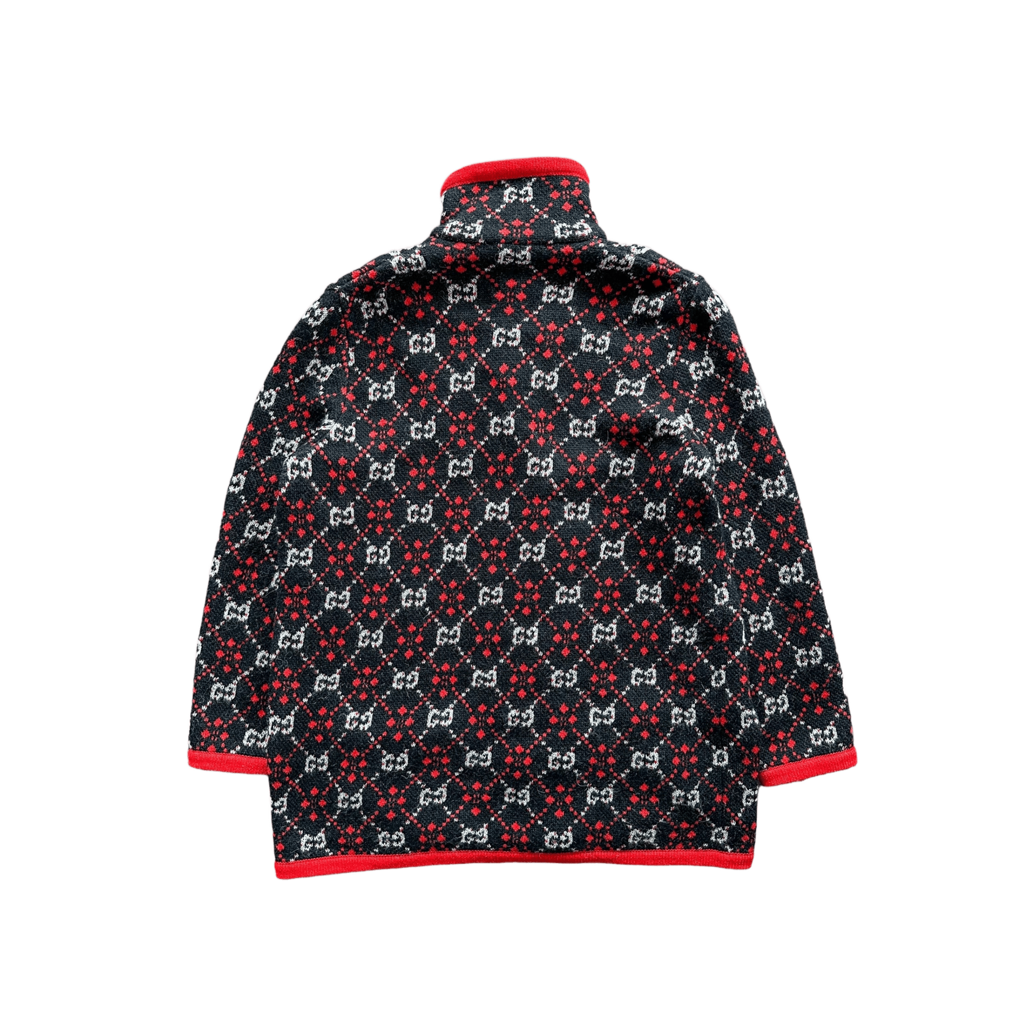 Gucci Black White & Red GG Monogram Alpaca Coat - Morely TrendsGucci Type here:)