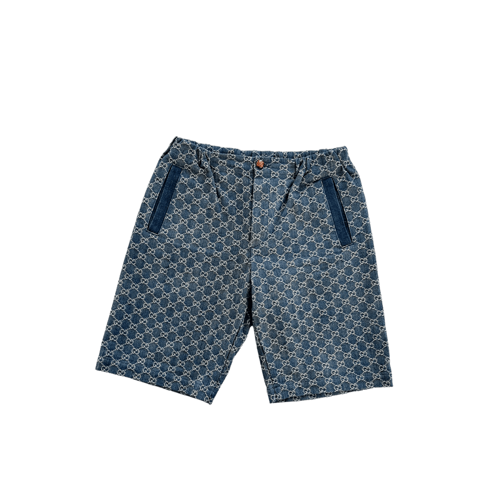 Gucci Blue & White GG Monogram Denim Shorts - Morely TrendsGucci Type here:)