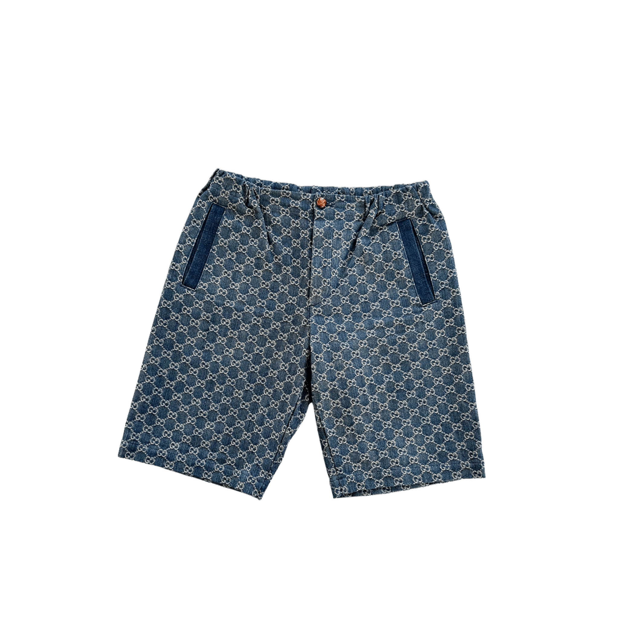 Gucci Blue & White GG Monogram Denim Shorts - Morely TrendsGucci Type here:)