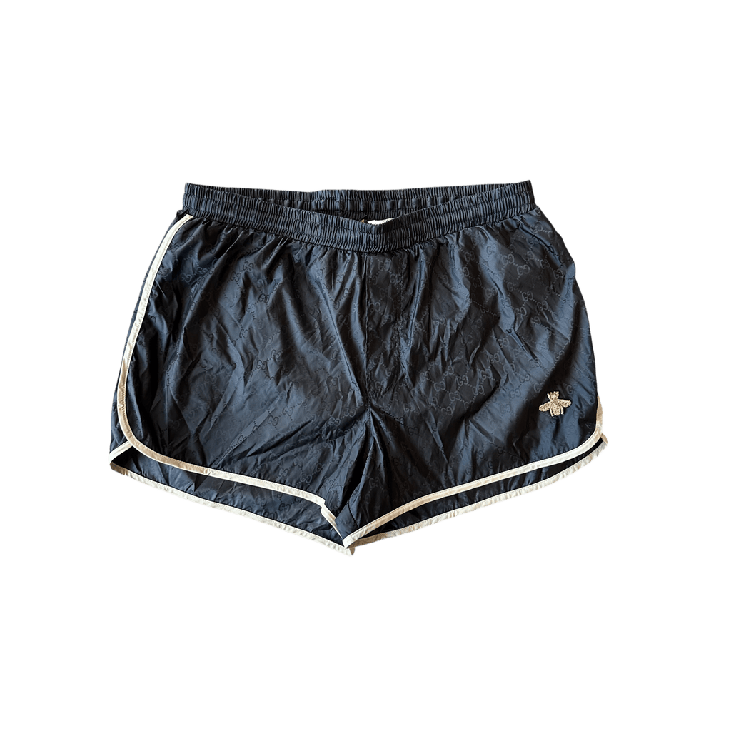 Gucci Navy & White GG Monogram Bee Swimshorts - Morely TrendsGucci Type here:)