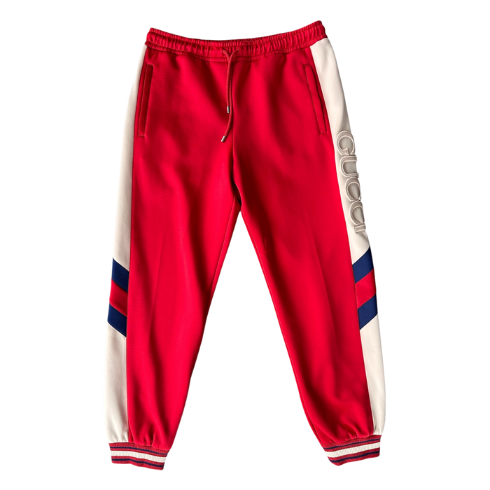 Gucci — Gucci Red & White Striped Logo Trackpants