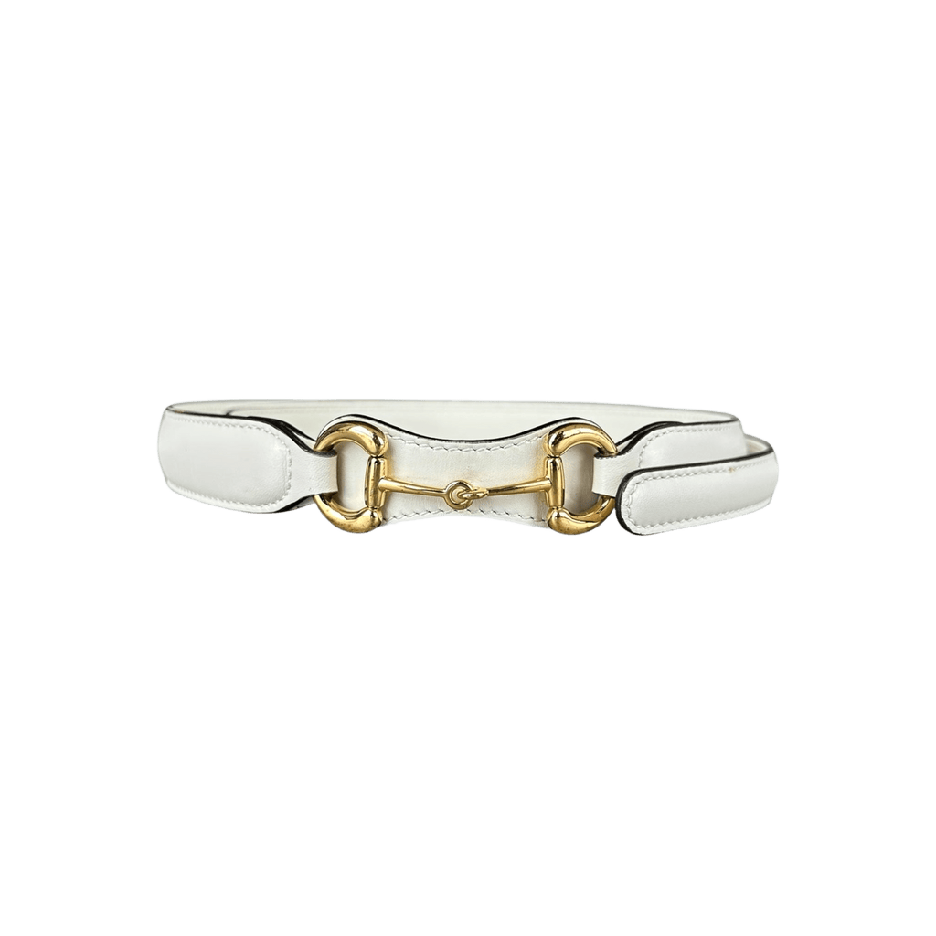 Gucci White & Gold Horsebit Leather Belt - Morely TrendsGucci Type here:)