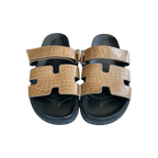 Hermes Black & Brown Crocodile Chypre Sandals - Morely TrendsHermes Type here:)