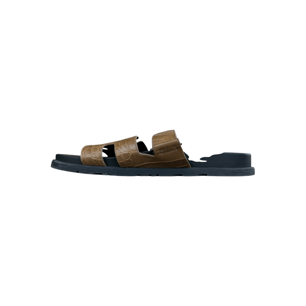 Hermes Black & Brown Crocodile Chypre Sandals - Morely TrendsHermes Type here:)