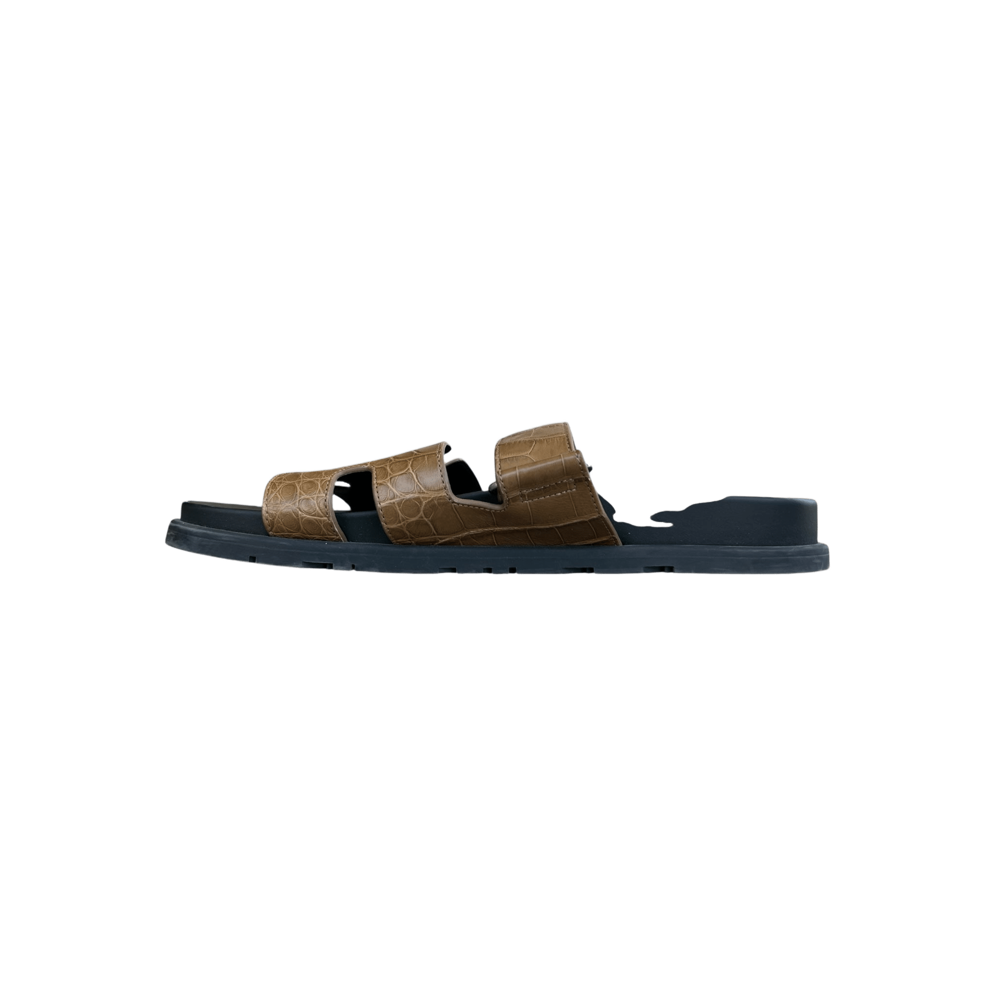 Hermes Black & Brown Crocodile Chypre Sandals - Morely TrendsHermes Type here:)