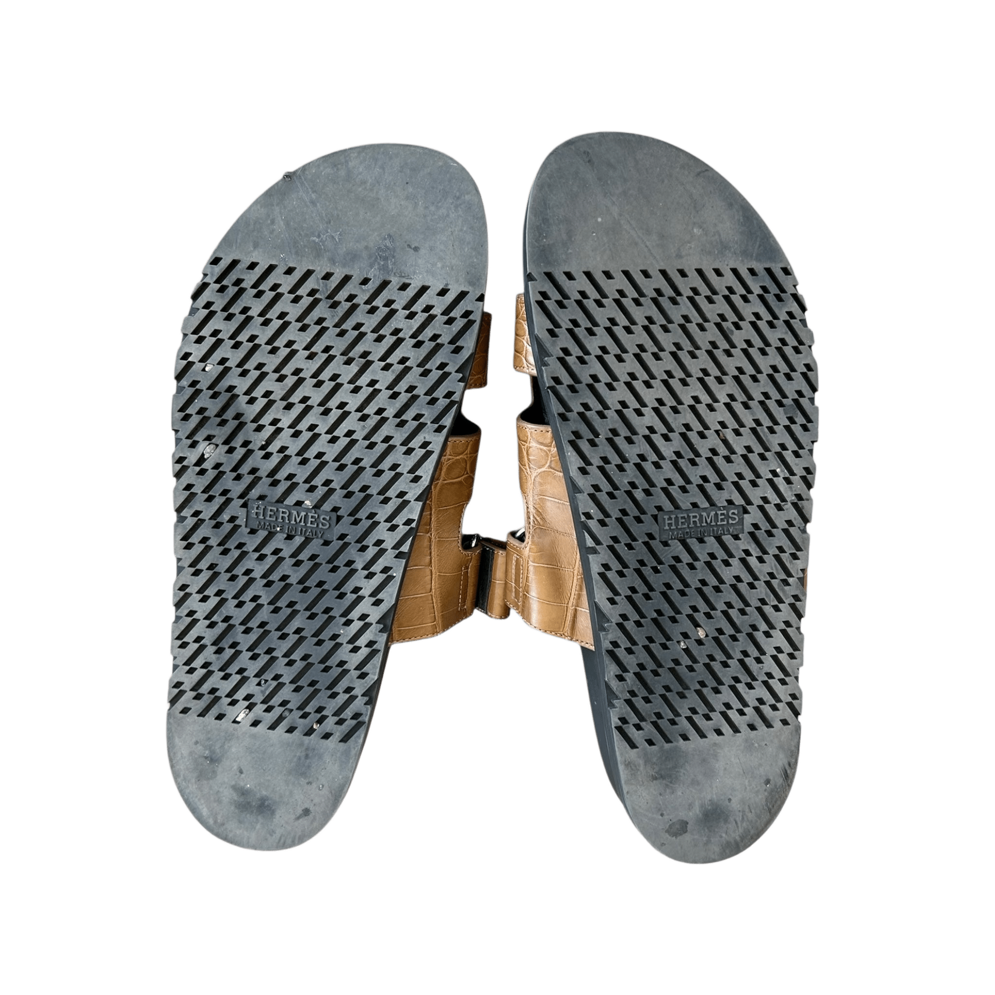 Hermes Black & Brown Crocodile Chypre Sandals - Morely TrendsHermes Type here:)