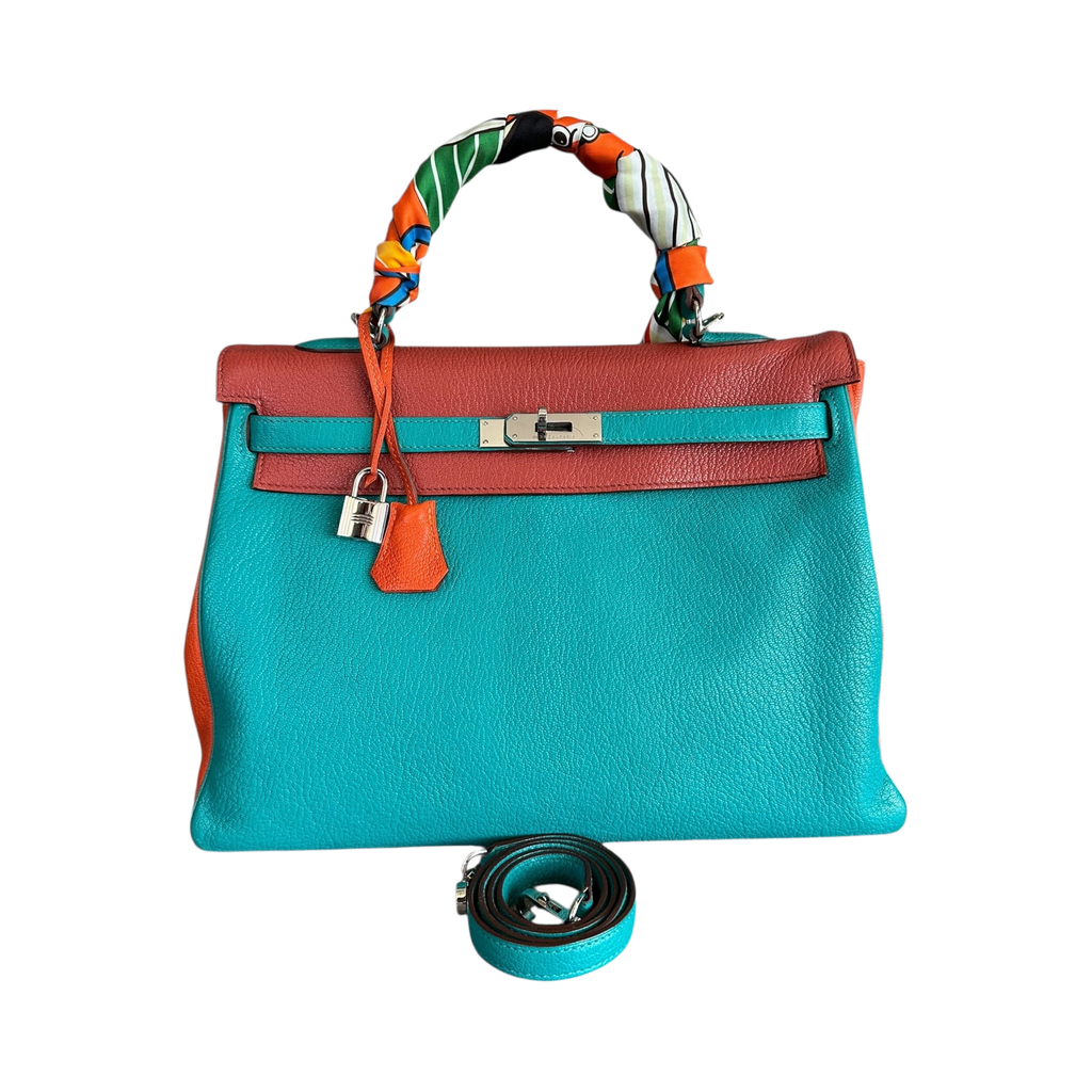 Hermes Blue & Multicolor Togo Retourne Kelly 35 - Morely TrendsHermes Type here:)