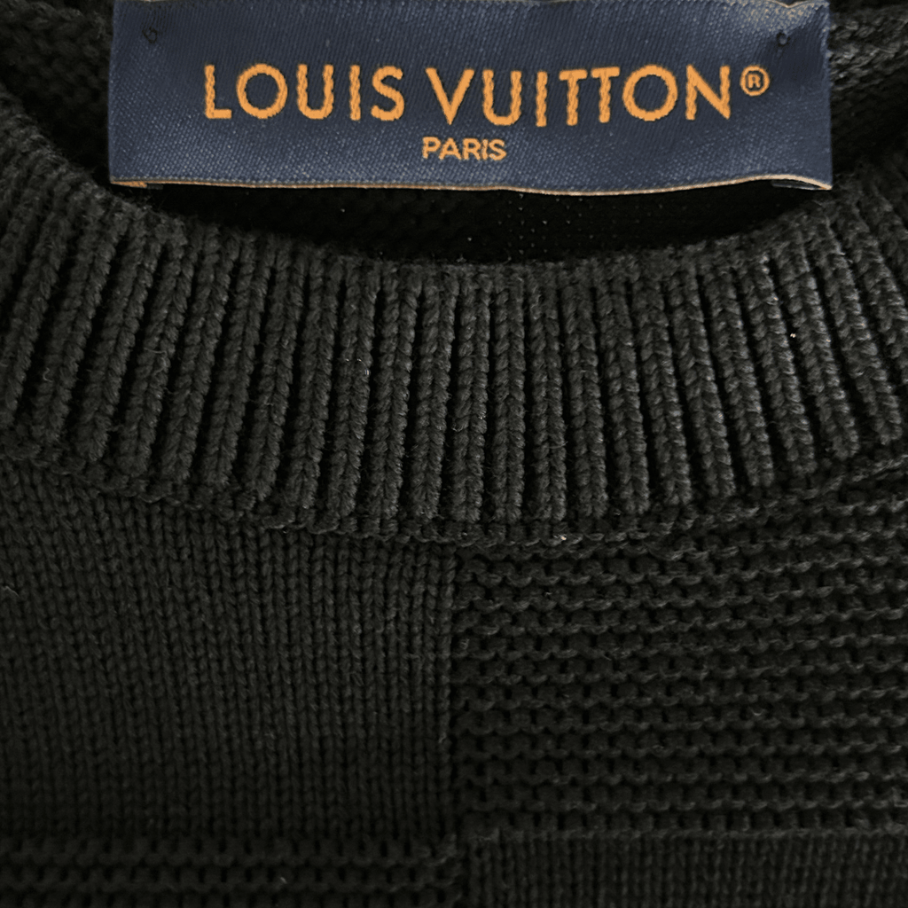 Louis Vuitton Black Damier Stitch Pin Logo Sweater - Morely TrendsLouis Vuitton Type here:)