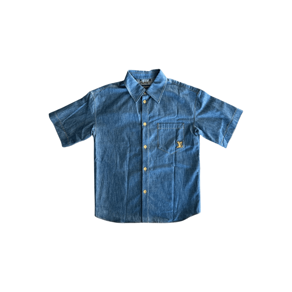 Louis Vuitton Blue & Gold Embroidered Denim Shirt - Morely TrendsLouis Vuitton Type here:)