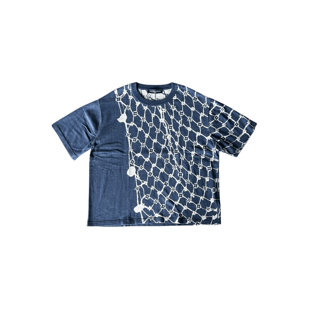 Louis Vuitton Blue & White Barb Wire Monogram Intarsia T-Shirt - Morely TrendsLouis Vuitton Type here:)