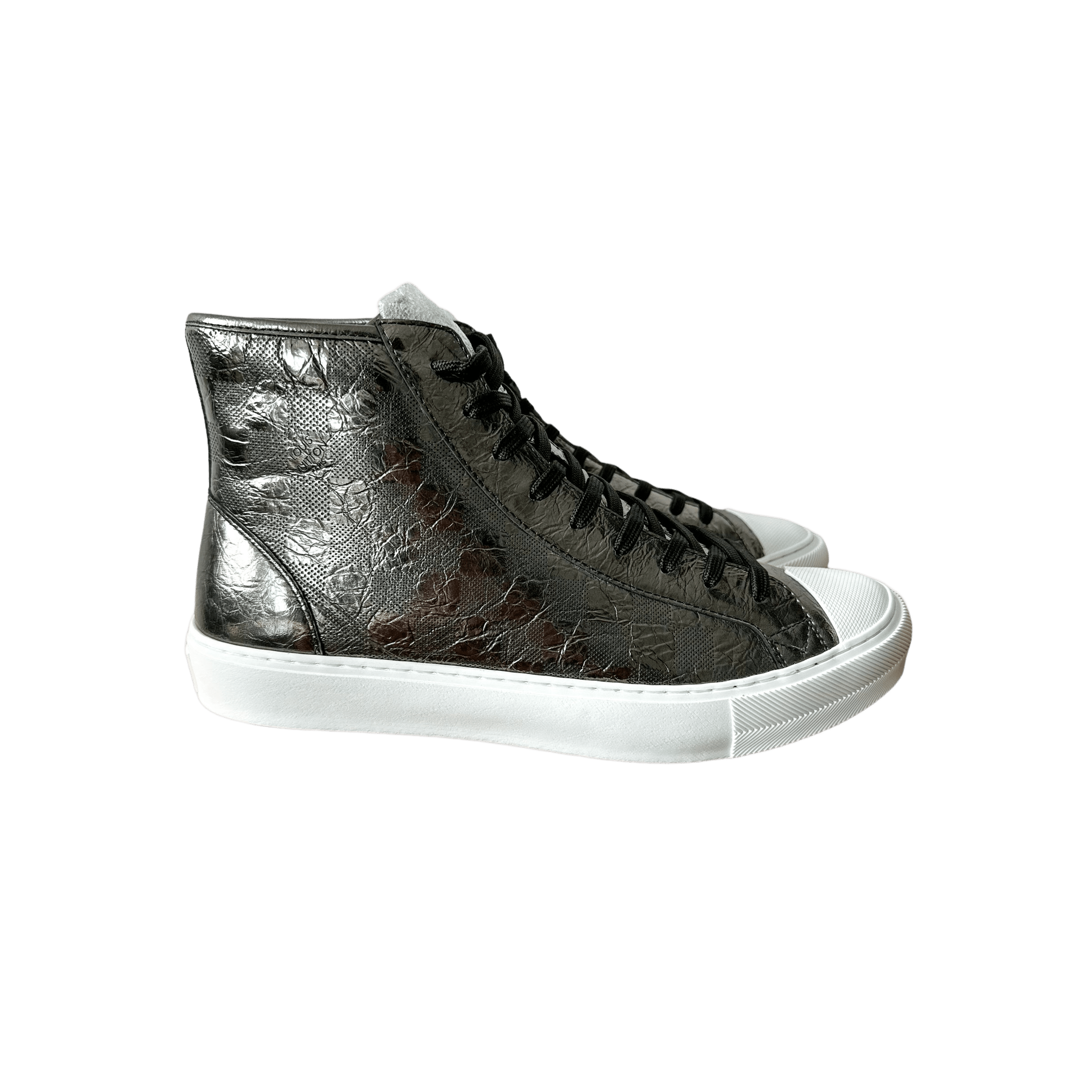 Louis Vuitton Grey Metallic Damier Tattoo Sneaker - Morely TrendsLouis Vuitton Type here:)