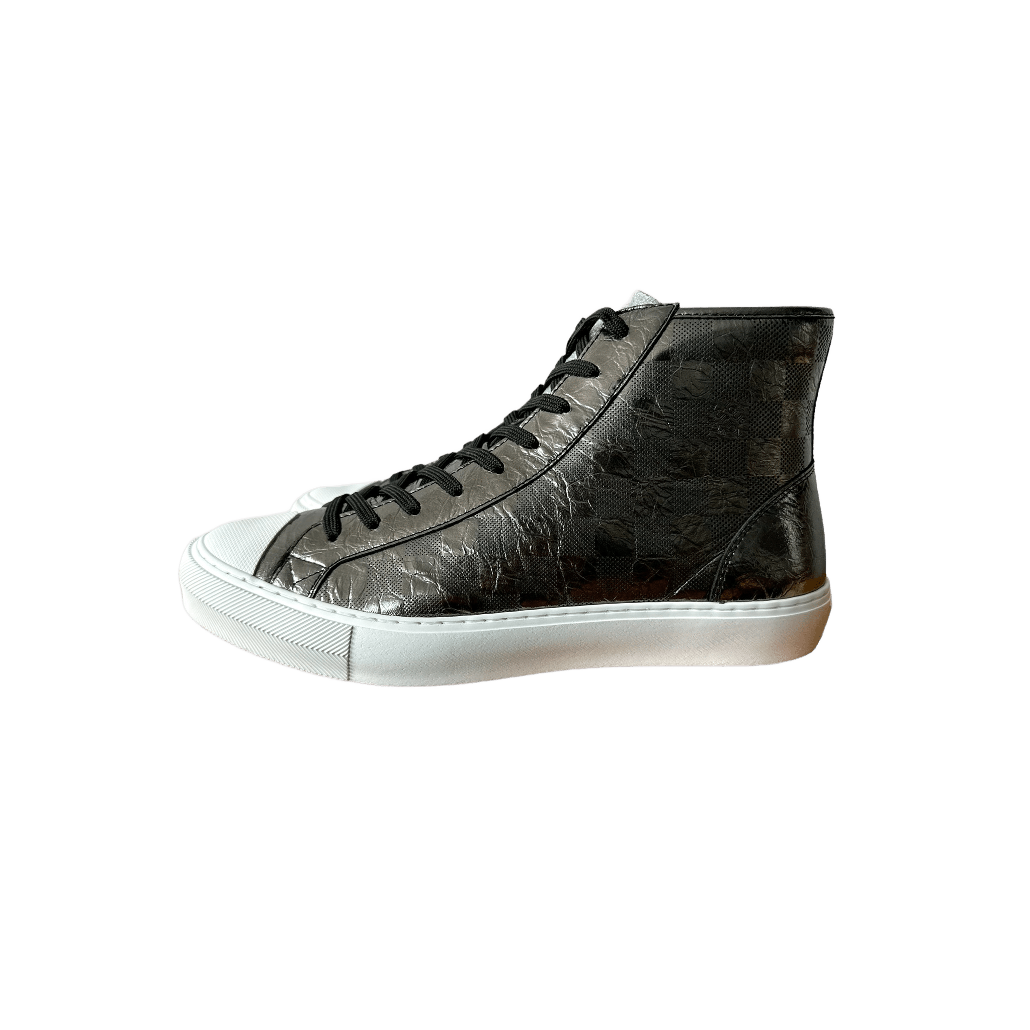 Louis Vuitton Grey Metallic Damier Tattoo Sneaker - Morely TrendsLouis Vuitton Type here:)