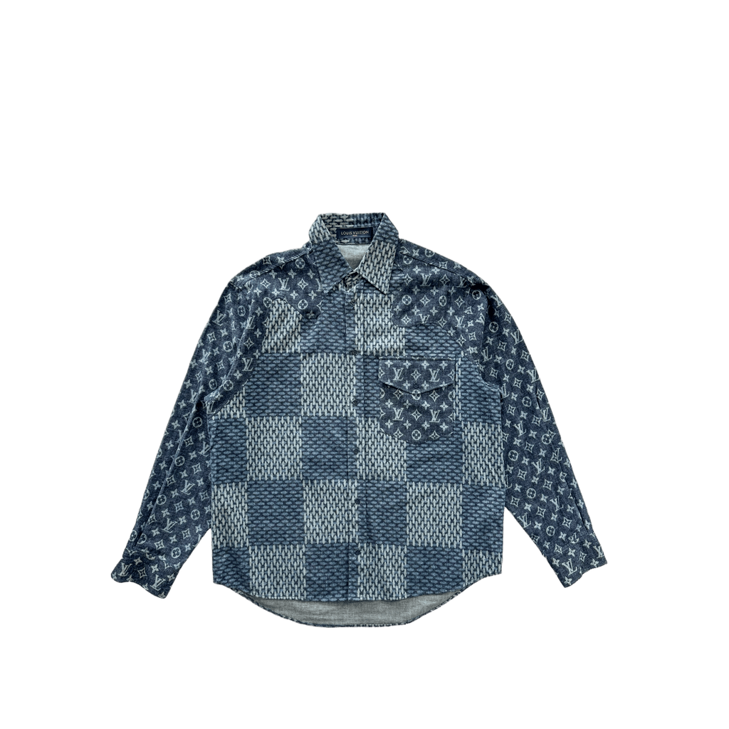 Louis Vuitton Nigo Navy Giant Damier Monogram Button Up Shirt - Morely TrendsLouis Vuitton Type here:)