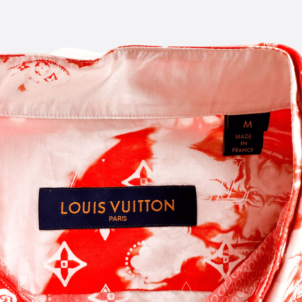 Louis Vuitton Orange Bandana Bleached Short Sleeve Button Up Shirt - Morely TrendsLouis Vuitton Type here:)