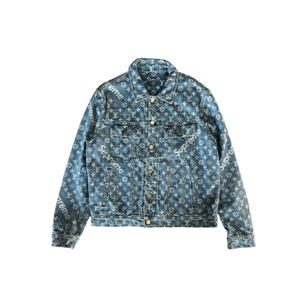 Louis Vuitton Supreme Blue & White Monogram Denim Jacket - Morely TrendsLouis Vuitton Type here:)
