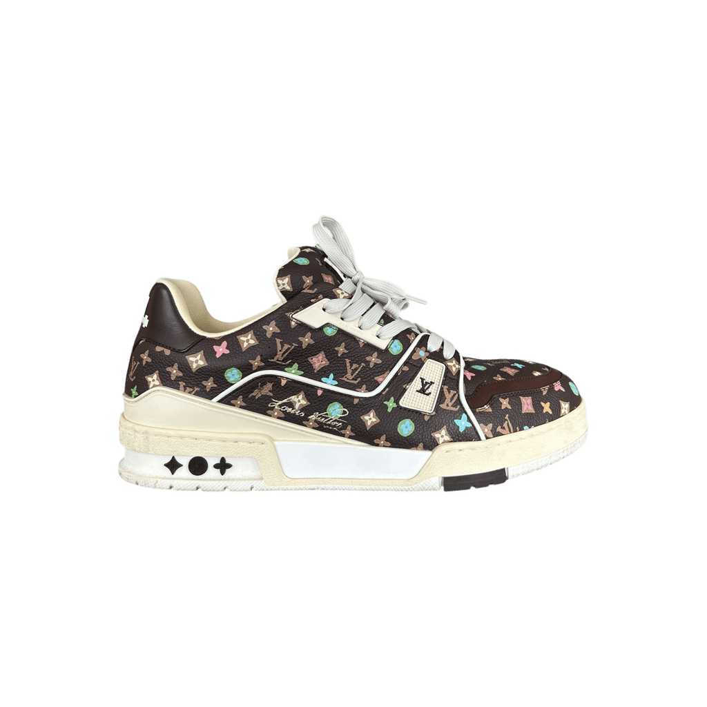Louis Vuitton Tyler The Creator Brown & Multicolor Monogram Trainers - Morely TrendsLouis Vuitton Type here:)