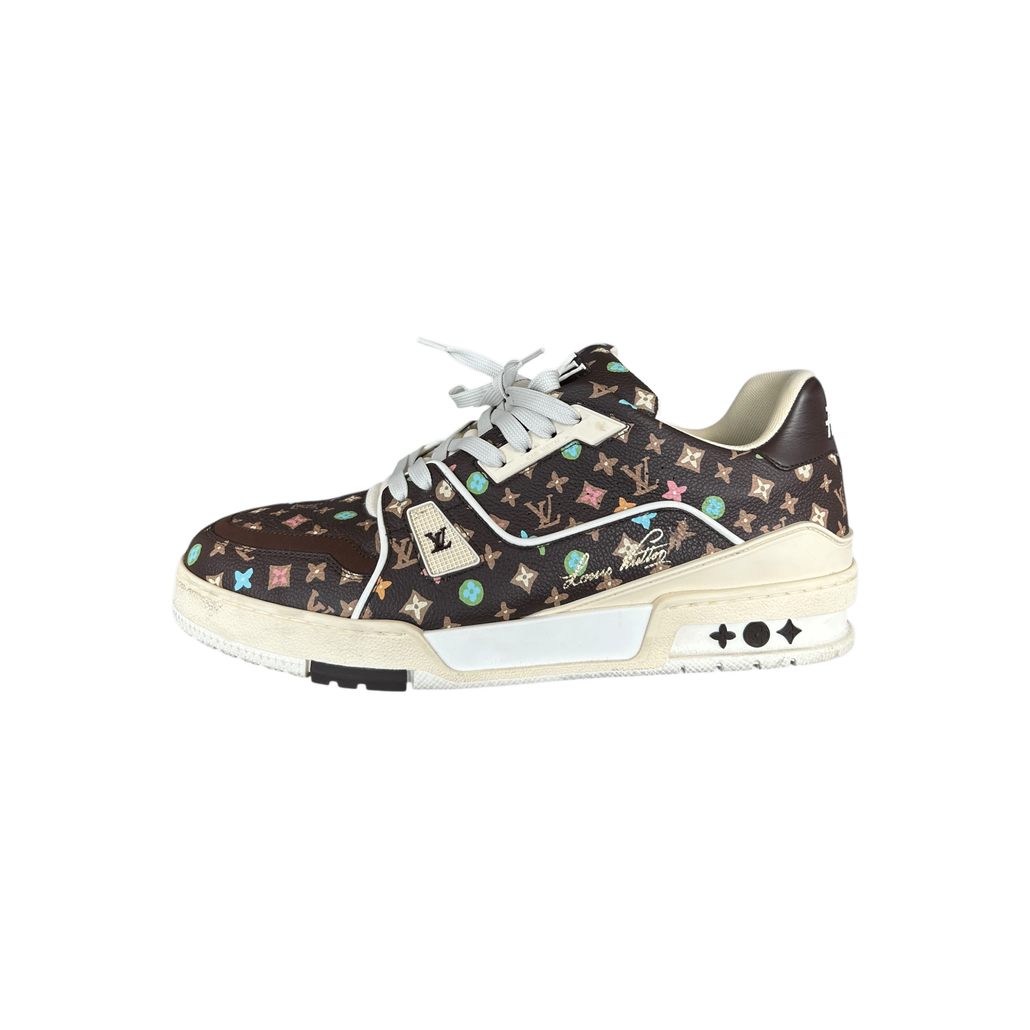 Louis Vuitton Tyler The Creator Brown & Multicolor Monogram Trainers - Morely TrendsLouis Vuitton Type here:)