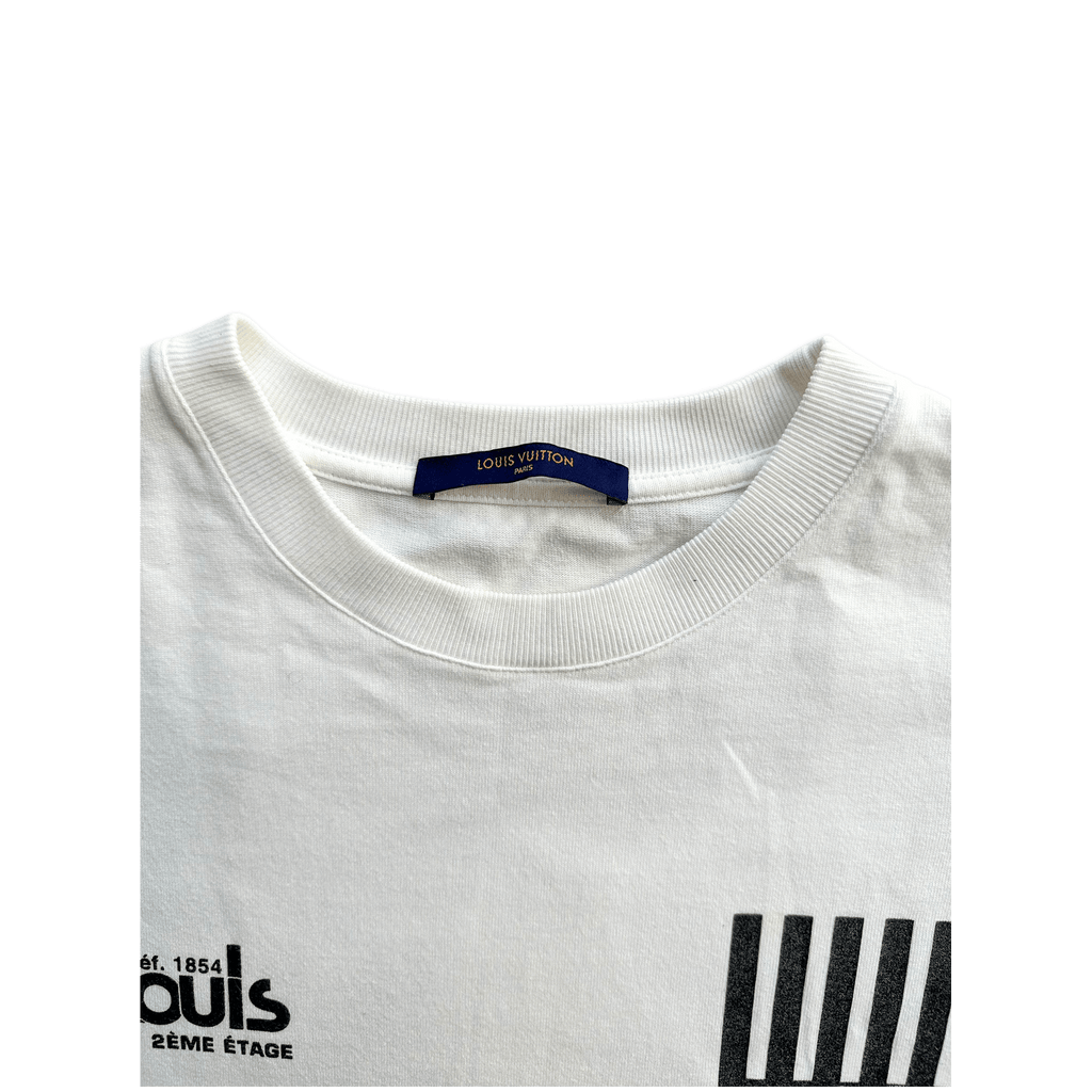 Louis Vuitton White Barcode Logo Tee - Morely TrendsLouis Vuitton Type here:)