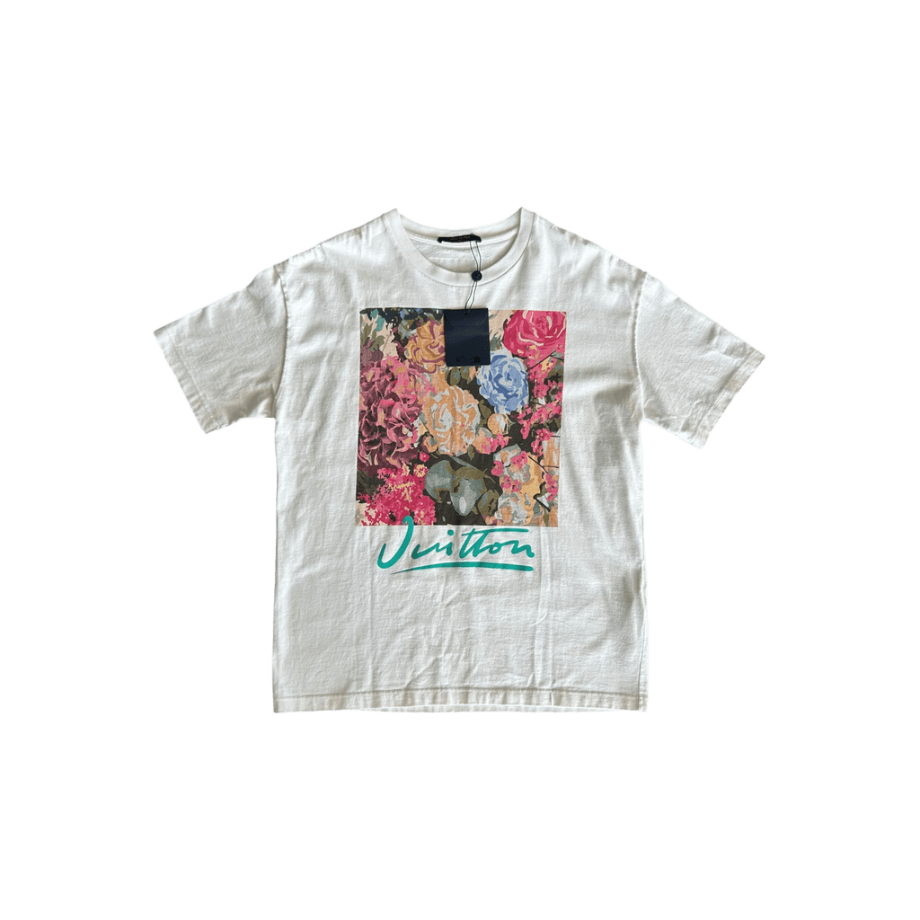 Louis Vuitton White Flower Tapestry T-Shirt - Morely TrendsLouis Vuitton Type here:)