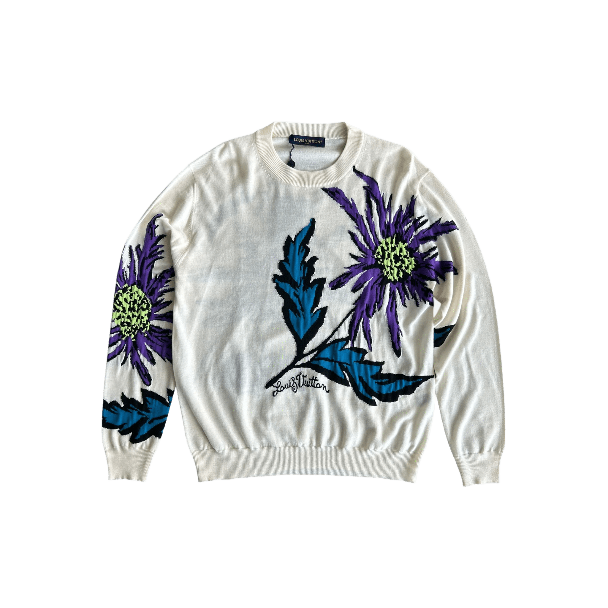 Louis Vuitton White & Multicolor Thistle Knit Sweater - Morely TrendsLouis Vuitton Type here:)