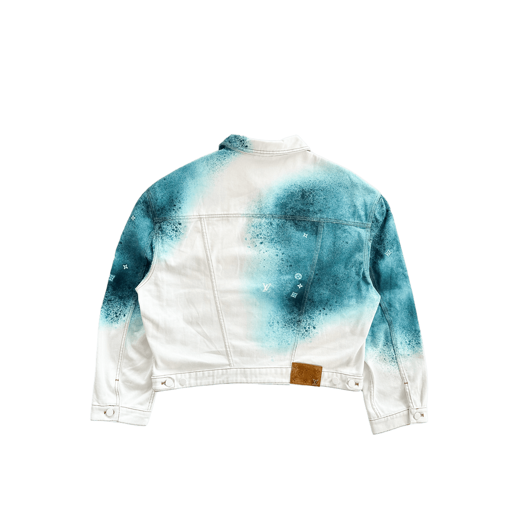 Louis Vuitton White & Turquoise LV Spray Denim Jacket - Morely TrendsLouis Vuitton Type here:)