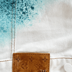 Louis Vuitton White & Turquoise LV Spray Denim Jacket - Morely TrendsLouis Vuitton Type here:)
