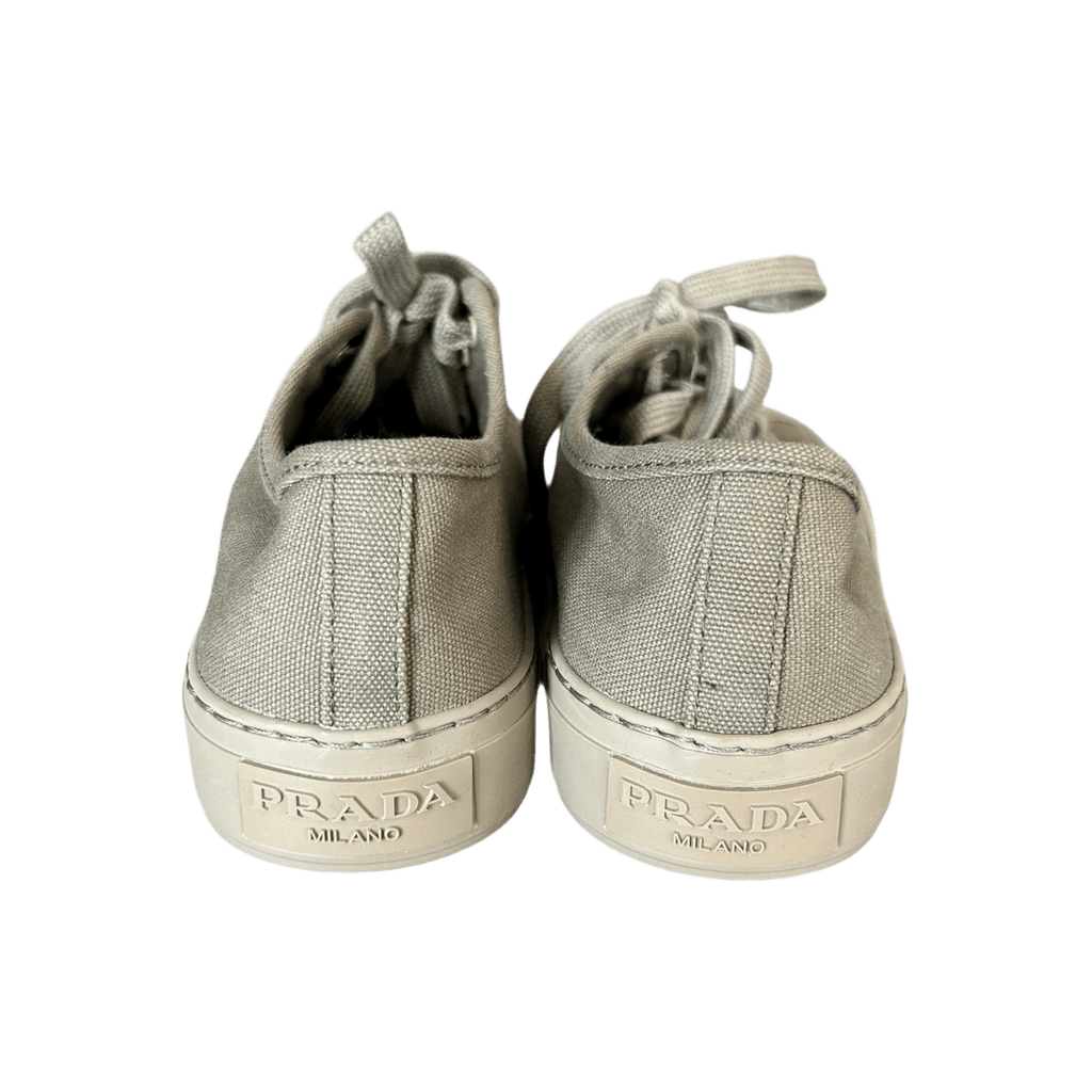 Prada Olive Triangle Logo Canvas Sneakers - Morely TrendsPrada Type here:)