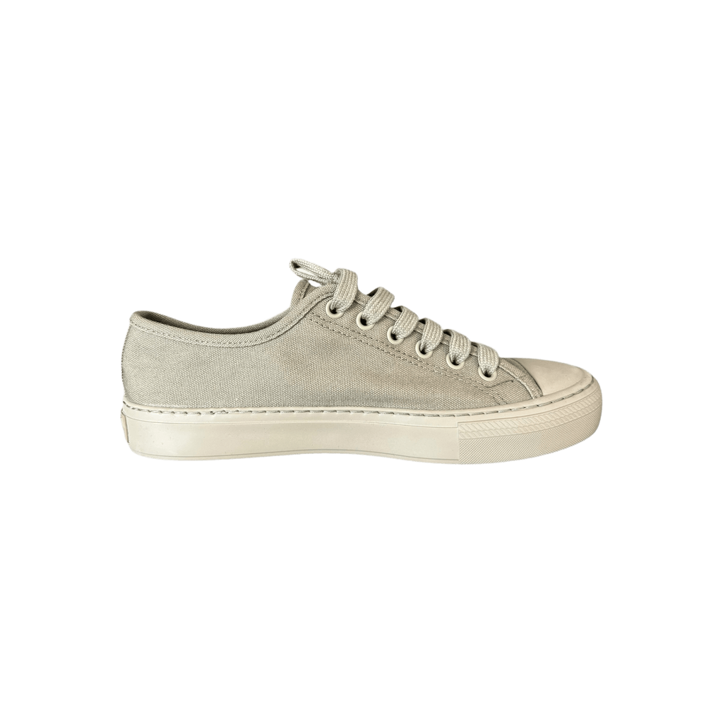Prada Olive Triangle Logo Canvas Sneakers - Morely TrendsPrada Type here:)