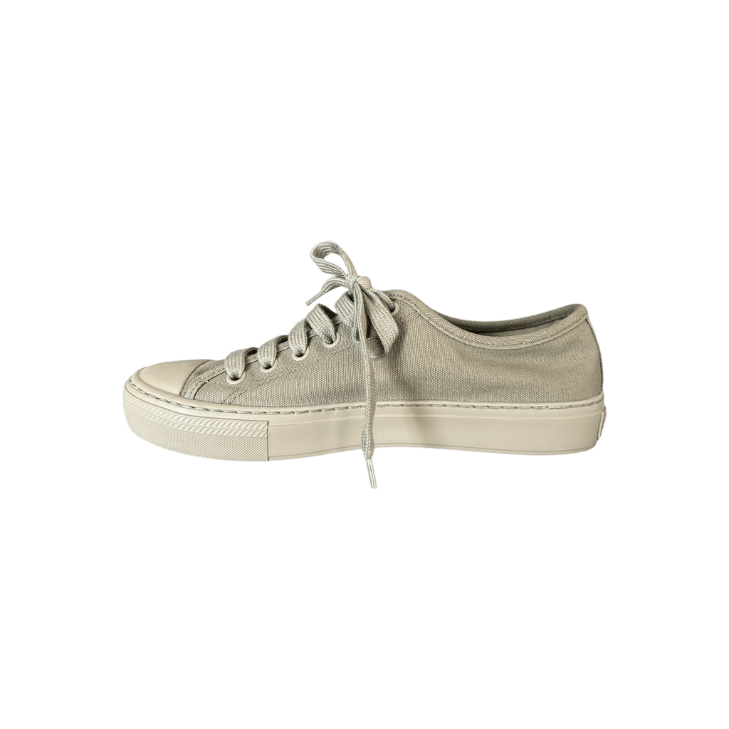Prada Olive Triangle Logo Canvas Sneakers - Morely TrendsPrada Type here:)
